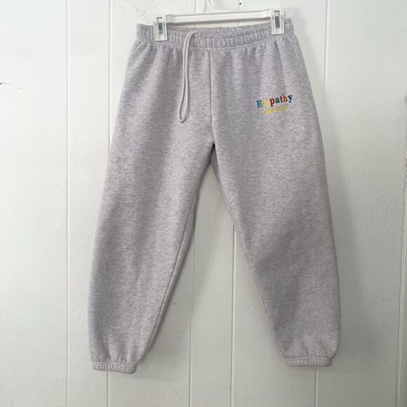 Mayfair Group Small Medium Graphic Sweatpants Jogger Empathy Pull On Grey - Picture 1 of 5